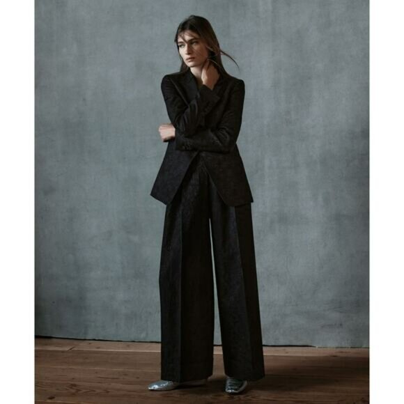 Lafayette 148 Flora Bloom Wool Silk Blazer US 8 Jacquard Suit Jacket Black Tie - Picture 16 of 16